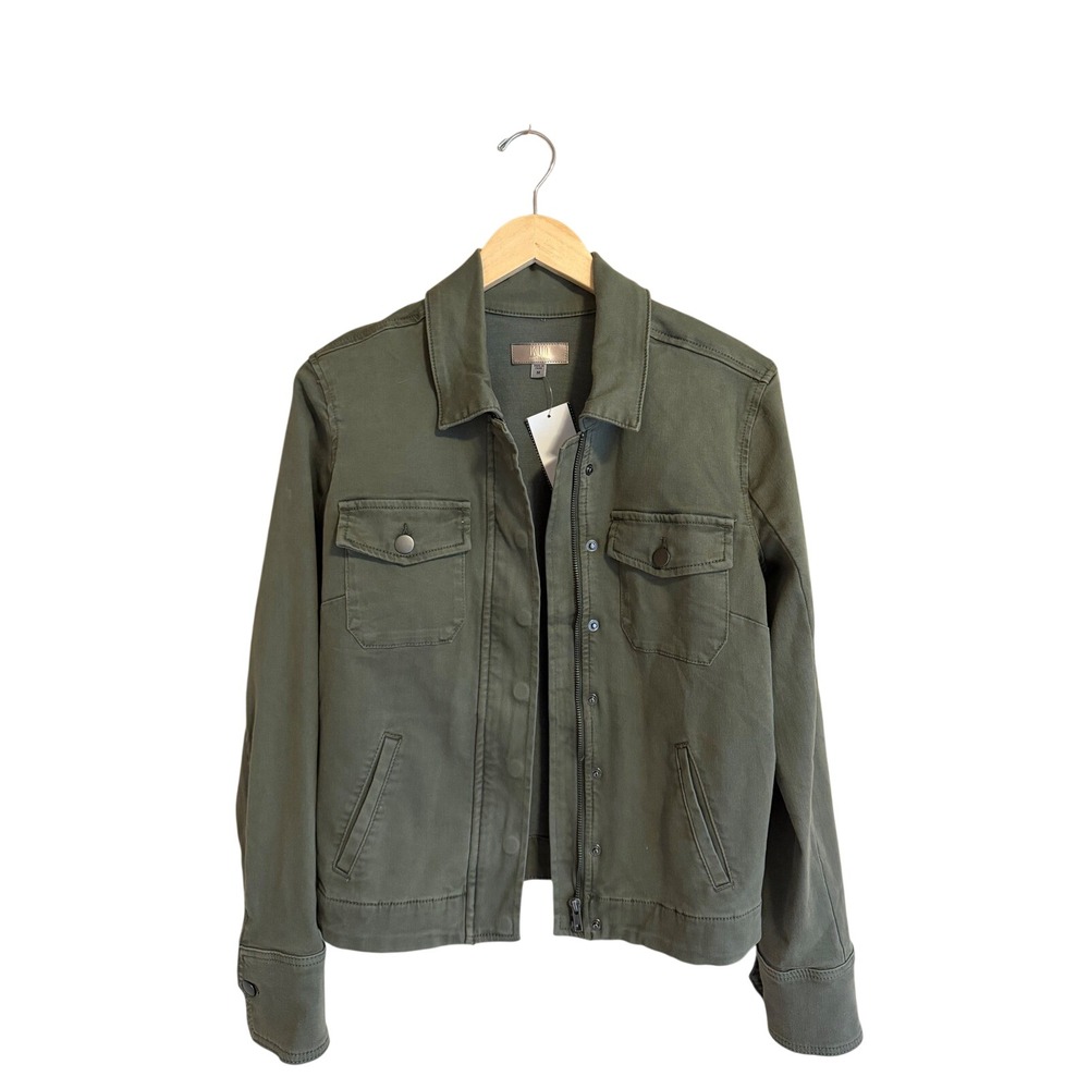 KUT from the Kloth Olive Green Utility Jacket Tree Zip Front Size Medium NWT